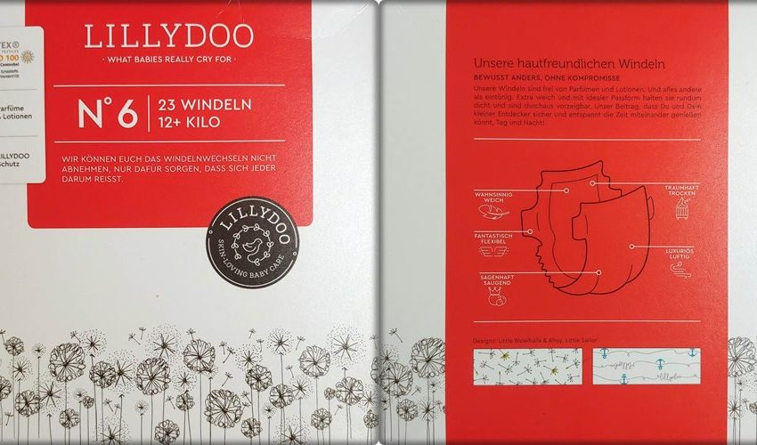 Einzelpack Vorder- und Rückseite der Lillydoo Windeln Größe 6