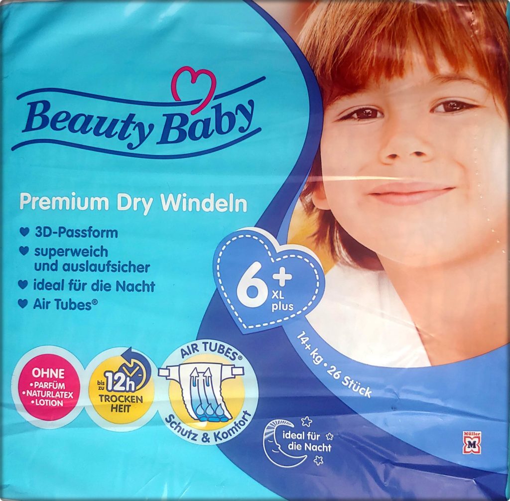Einzelpack Beauty Baby Premium Dry Windeln Größe 6 XL plus Vorderseite
