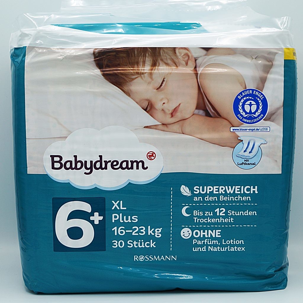 Einzelpackung Vorderseite der Babydream Größe 6+ XL plus