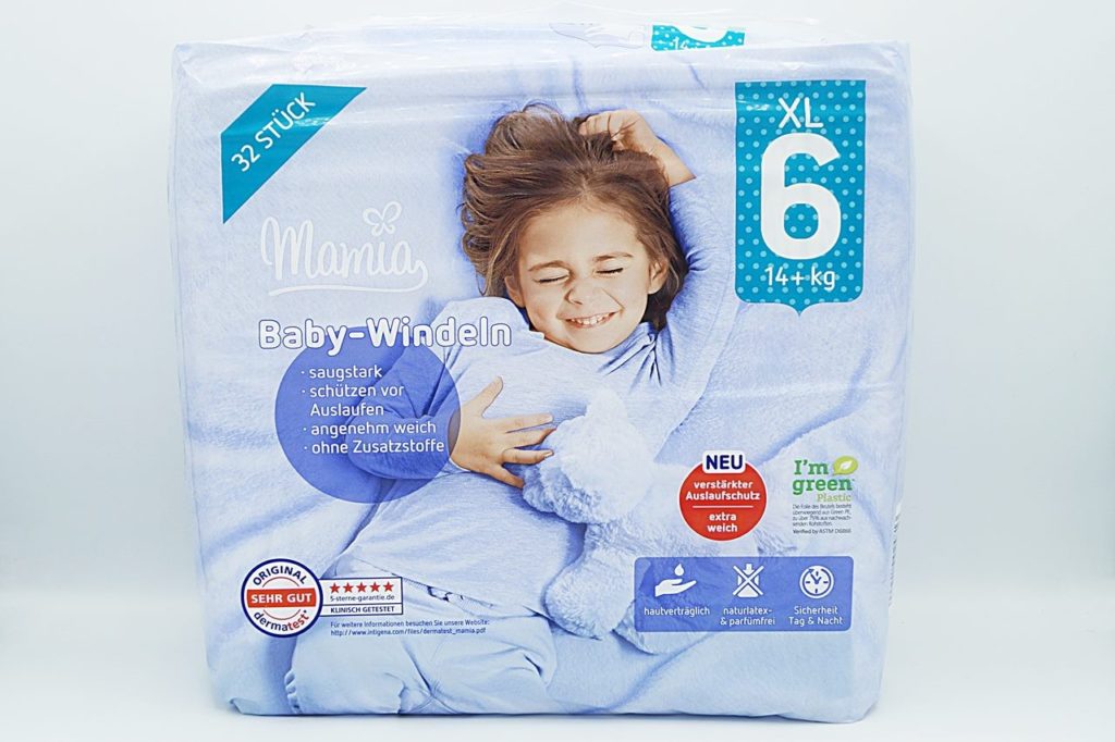 Cover der Mamia Baby-Windeln Größe 6 XL