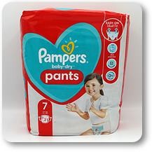 Einzelpackung Vorderseite der Pampers baby-dry pants Gr. 7